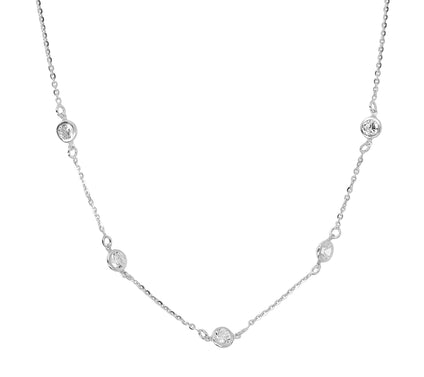 Diamonique 2.35 cttw Station Necklace, Sterling Silver