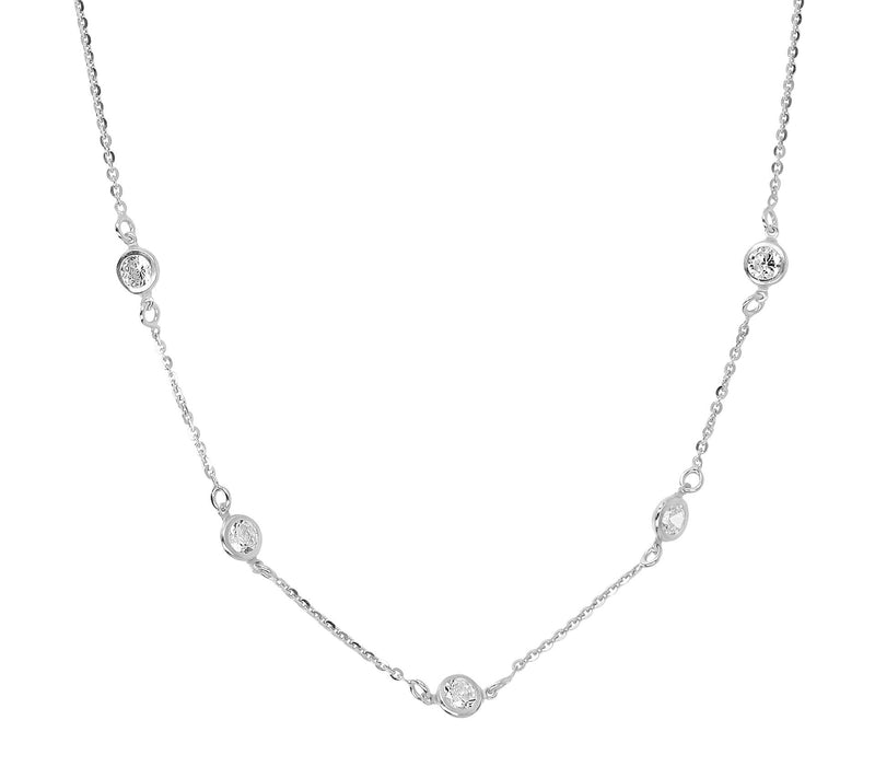 Diamonique 2.35 cttw Station Necklace, Sterling Silver — Main view