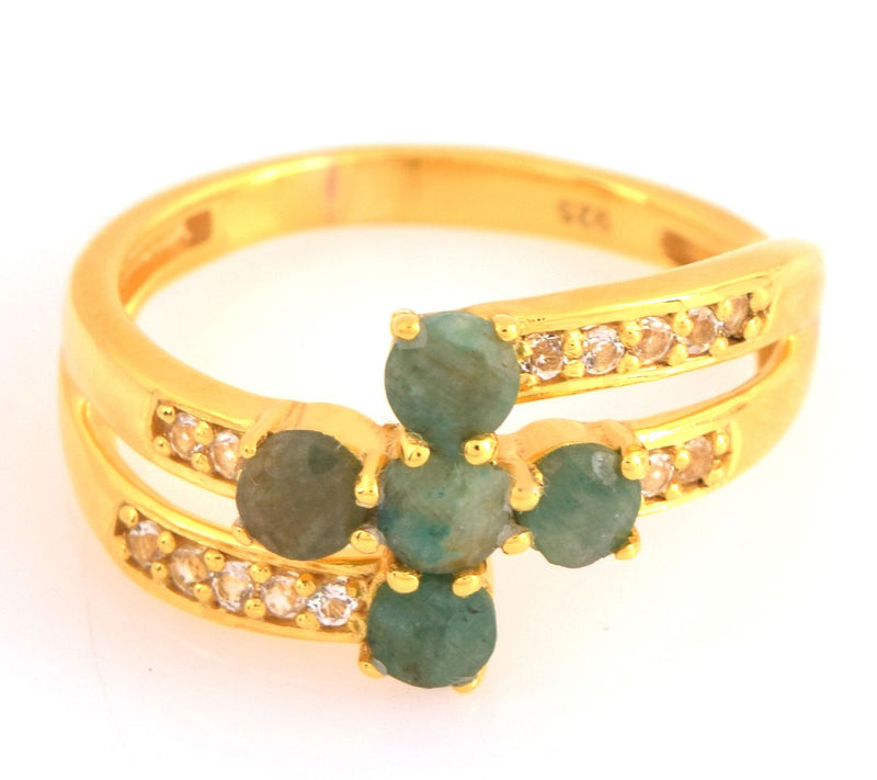 Affinity Gems Green Corundum & White Topaz Rin g, 14K Plated — View 4