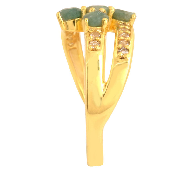 Affinity Gems Green Corundum & White Topaz Rin g, 14K Plated — View 5