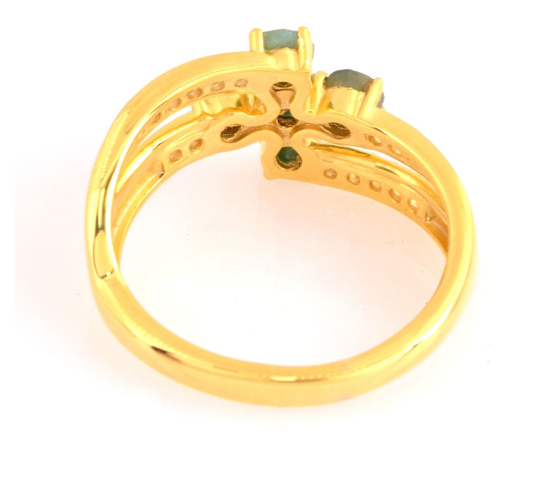 Affinity Gems Green Corundum & White Topaz Rin g, 14K Plated — View 6