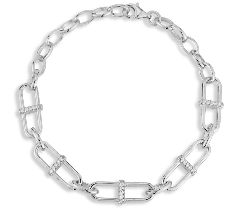 Sterlina Silver Pave Link Bracelet, Sterling — View 3