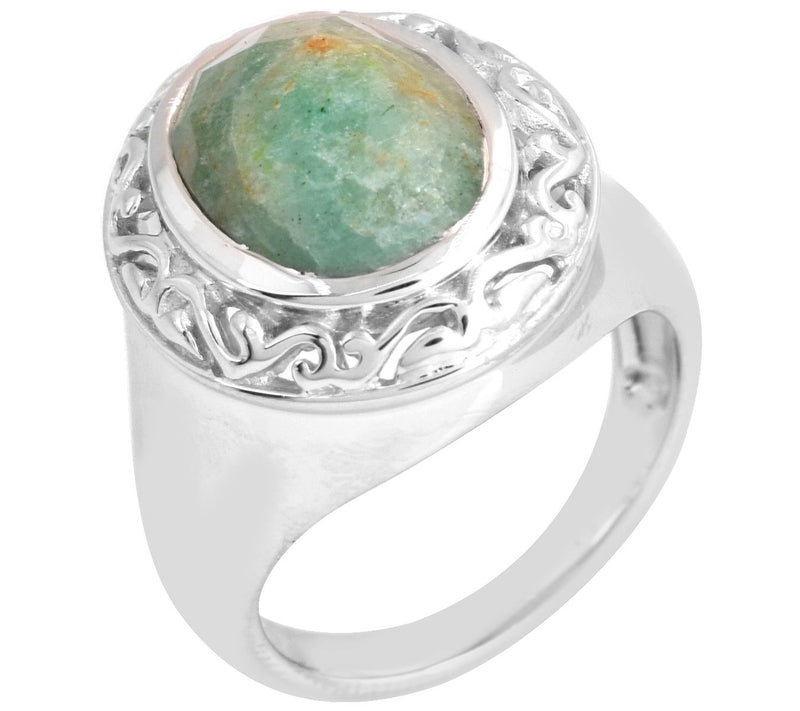 Affinity Gems Dyed Emerald Solitaire Ring, Sterling — View 3