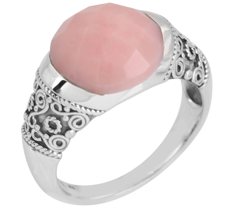 Artisan Crafted Sterling Silver Pink Opal Solitaire Ring — View 3