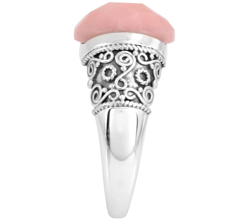 Artisan Crafted Sterling Silver Pink Opal Solitaire Ring — View 4