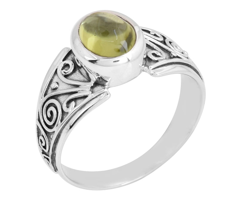 Artisan Crafted Sterling Silver Solitaire P eriot Ring — View 3