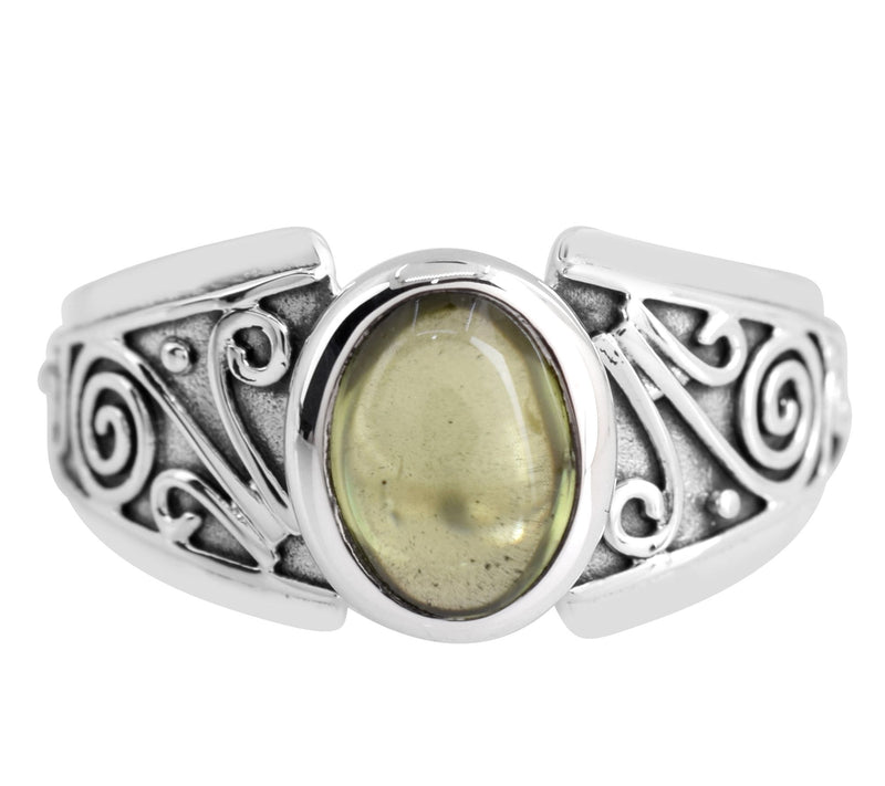 Artisan Crafted Sterling Silver Solitaire P eriot Ring — View 4