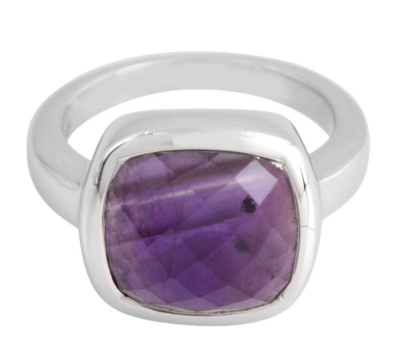 Affinity Gems Checkerboard Amethyst Ring, Sterling Silver — Main view