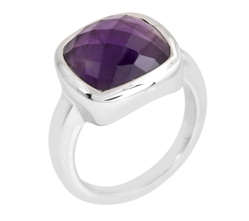 Affinity Gems Checkerboard Amethyst Ring, Sterling Silver — View 5