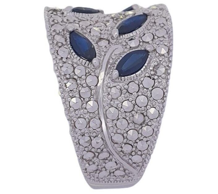 Dallas Prince Designs Chrome Marcasite & Sapphi re Ring — View 7