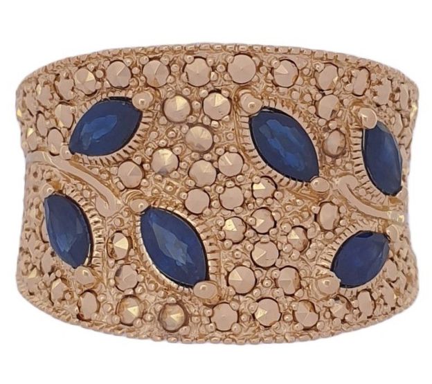 Dallas Prince Designs Chrome Marcasite & Sapphi re Ring — View 5