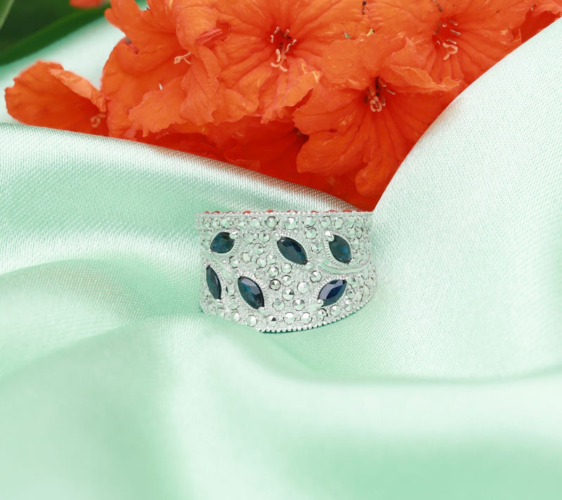 Dallas Prince Designs Chrome Marcasite & Sapphi re Ring — View 8