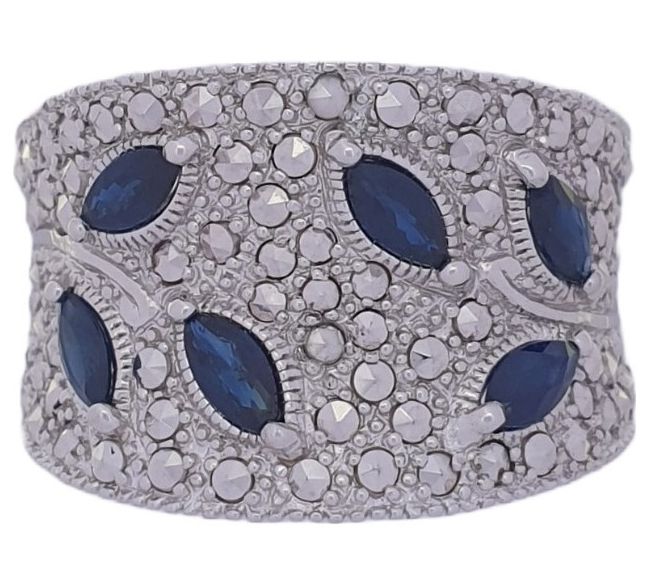 Dallas Prince Designs Chrome Marcasite & Sapphi re Ring — Main view