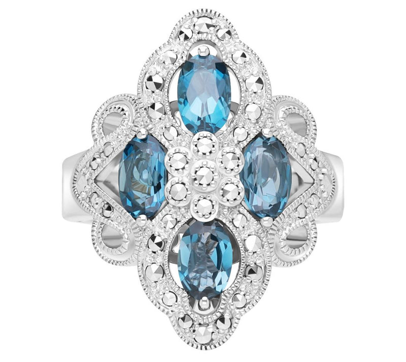 Dallas Prince Designs Chrome Marcasite & Blue Topaz Ring — View 3