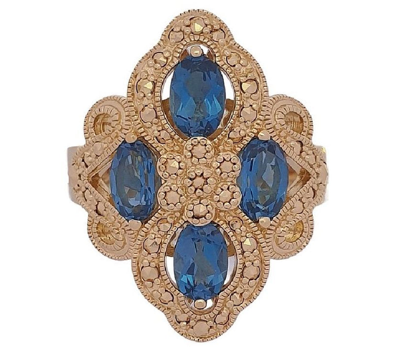 Dallas Prince Designs Chrome Marcasite & Blue Topaz Ring — View 5