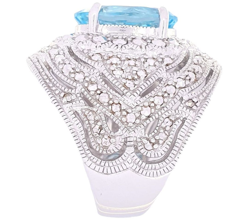 Dallas Prince Designs Chrome Marcasite & Blue Topaz Band Ring — View 3