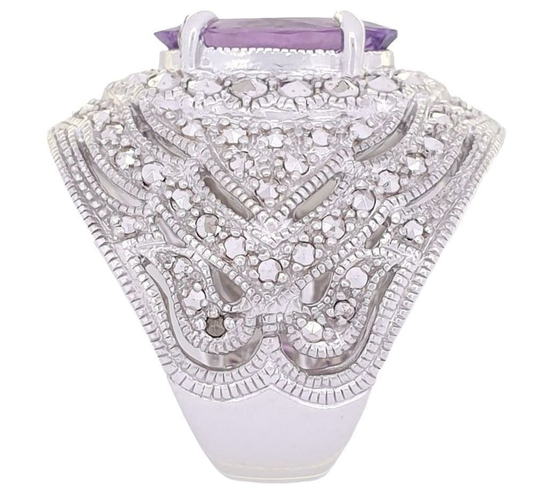 Dallas Prince Designs Chrome Marcasite & Amethyst Band Ring — View 3