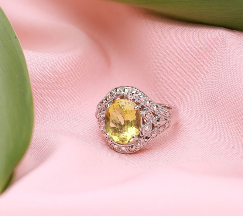Dallas Prince Designs Chrome Marcasite & Limonuartz Ring — View 4