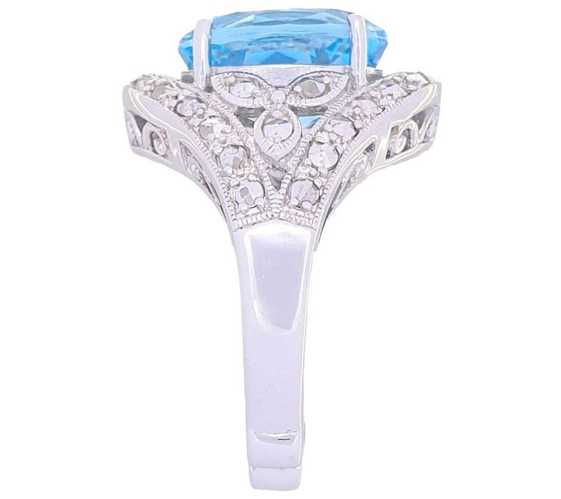 Dallas Prince Designs Chrome Marcasite & Blue Topaz Wide Ring — View 2