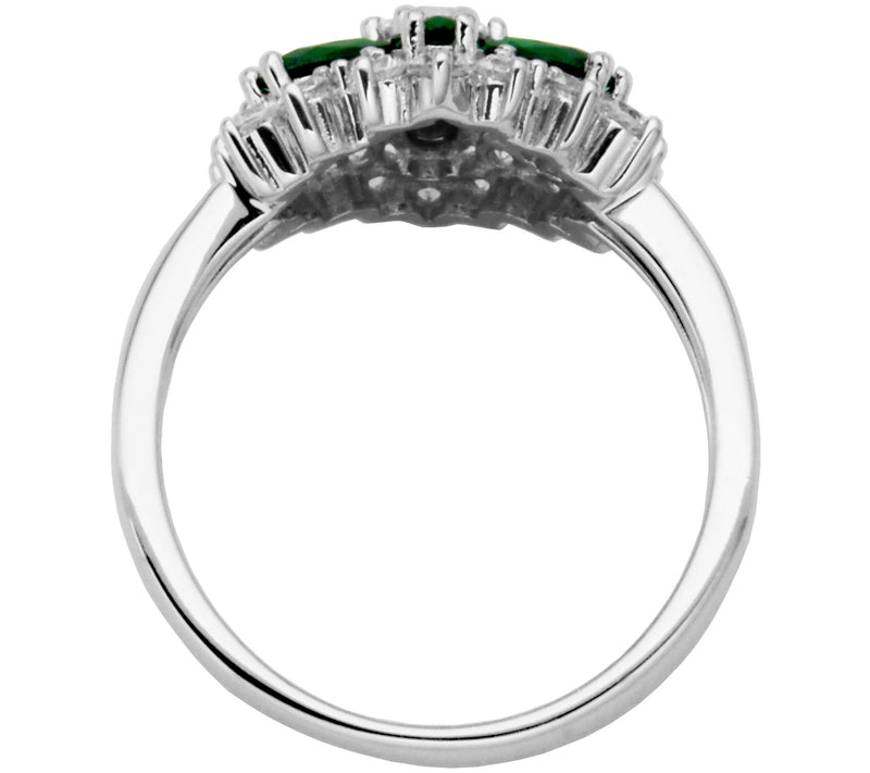 Diamonique 3.10 cttw Green Flower Ring, Sterlin g Silver — View 6