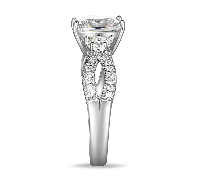 Diamonique 4.30 cttw Princess Cut Ring, Sterlin g Silver — View 6