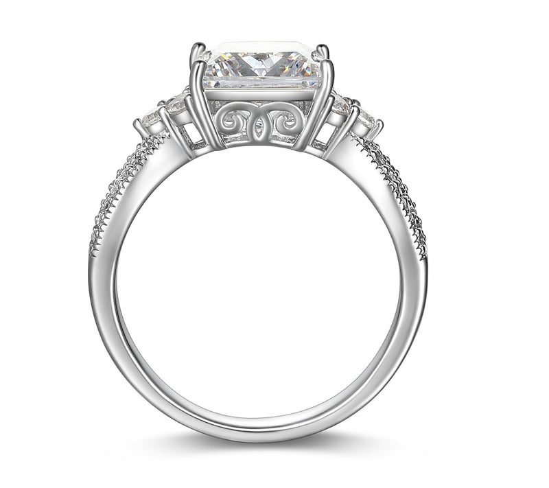 Diamonique 4.30 cttw Princess Cut Ring, Sterlin g Silver — View 5