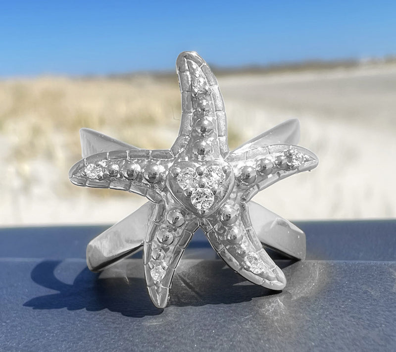 Goddaughters Sterling Silver White Topaz Starfish Ring — View 5