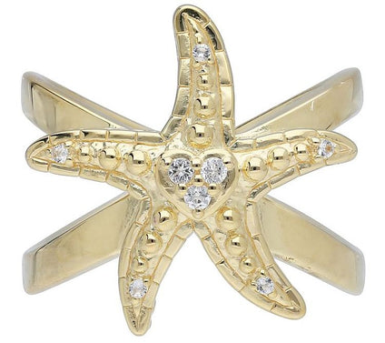 Goddaughters 14K Gold Clad Topaz Starfish Ring