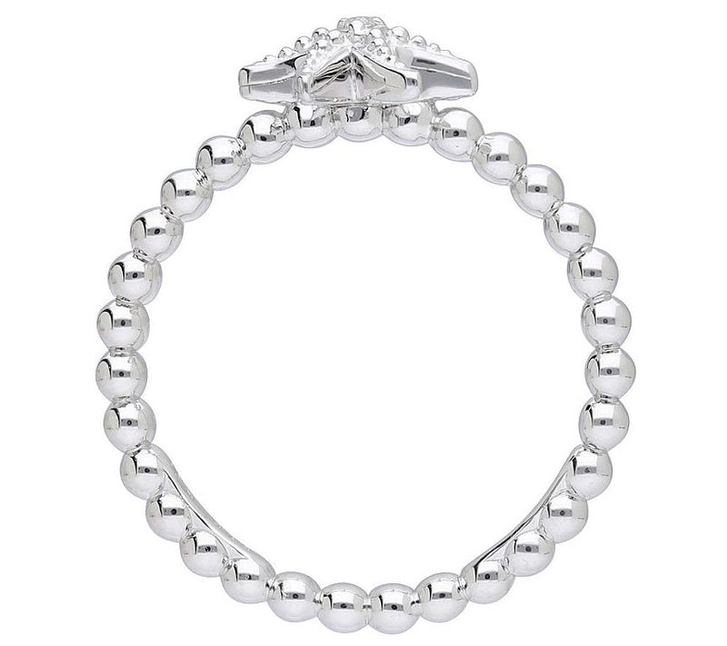 Goddaughters Sterling Silver White Topaz Mini Starfish Ring — View 2
