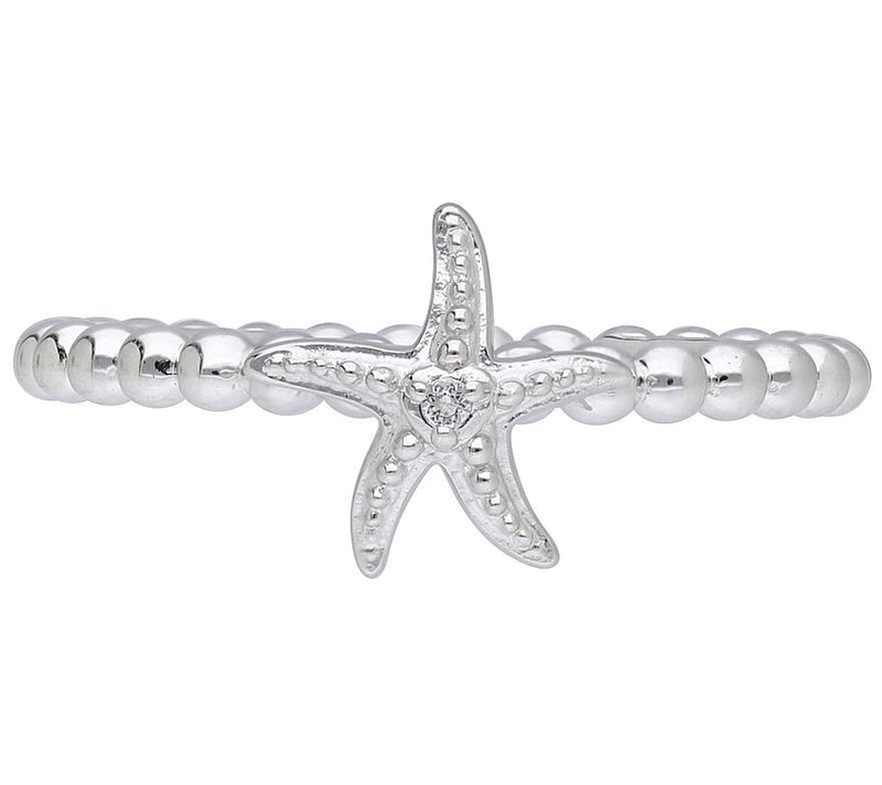 Goddaughters Sterling Silver White Topaz Mini Starfish Ring — Main view