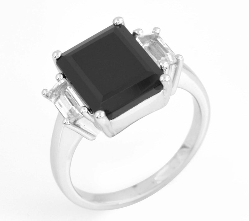 Affinity Gems Rock Crystal & Black Spinel Ring, Sterling — View 3