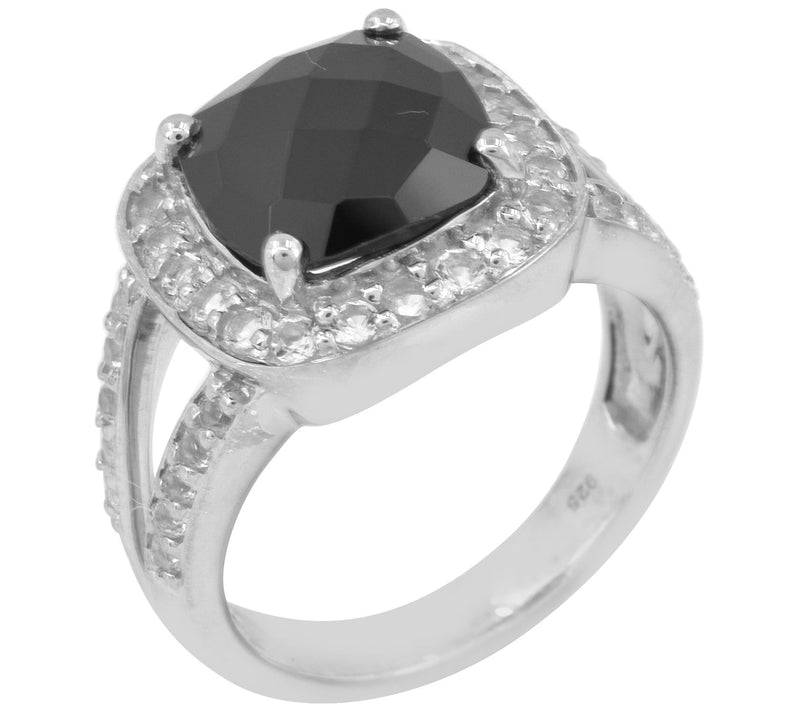 Affinity Gems Black Spinel & White Topaz Ring, Sterling — View 4
