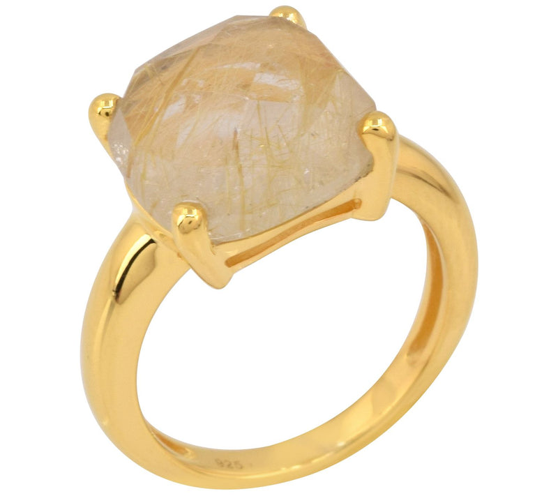 Affinity Gems Rutile Quartz Ring, 14K G old Plaed — View 3