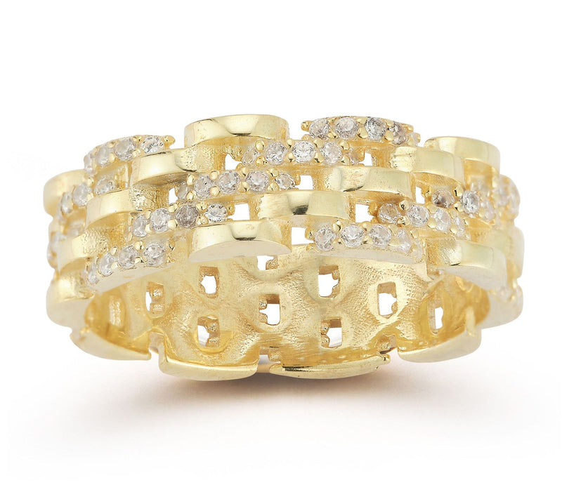 Sterlina Silver Pave Spiral Link Ring, Sterling — View 6