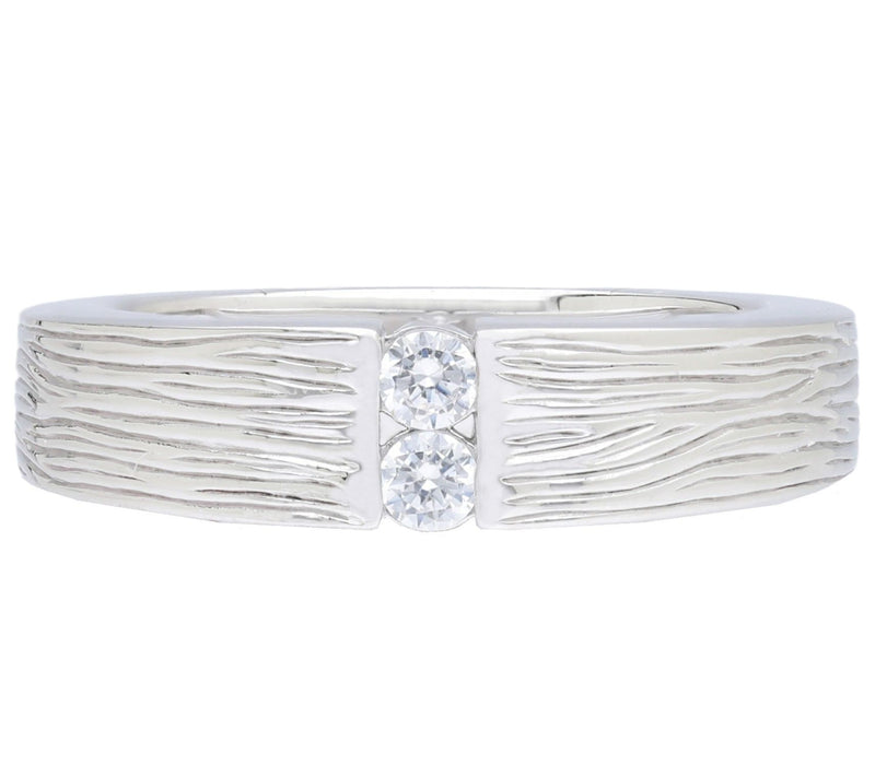 Ariva Sterling Silver Silk Textured D iamonique Ring — Main view