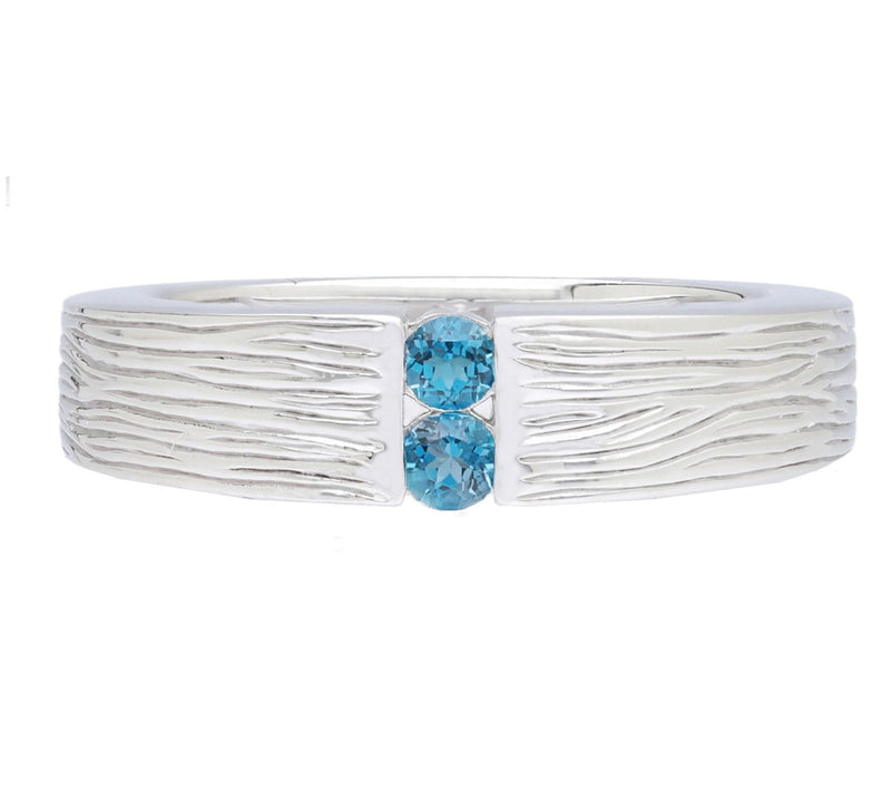 Ariva Sterling Silver Silk Textured Gemstone Ring — View 3