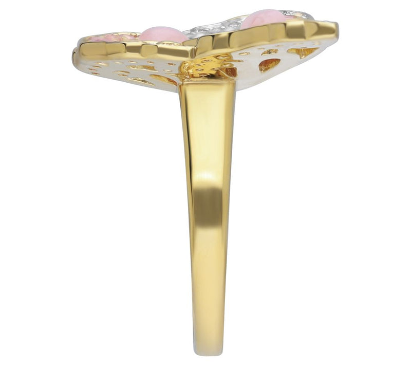 Ariva 18K Gold Clad Pink Multi-Gemstone Butterf ly Ring — View 3