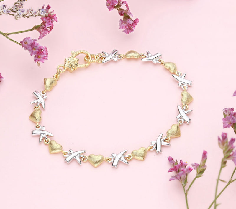 Ariva Sterling Silver & 18K Gold Clad Hugs & Ki ses Bracelet — View 2