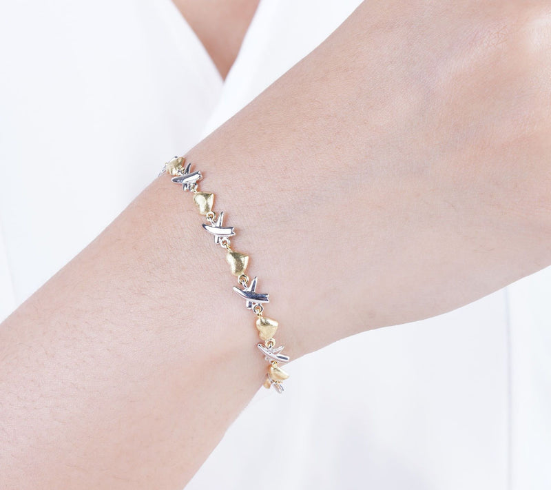 Ariva Sterling Silver & 18K Gold Clad Hugs & Ki ses Bracelet — View 4