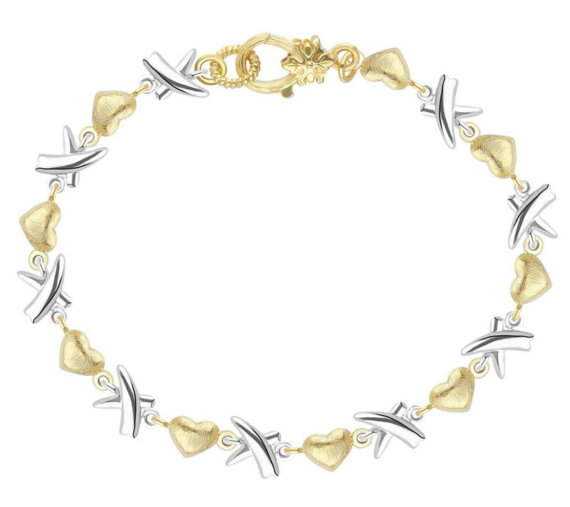 Ariva Sterling Silver & 18K Gold Clad Hugs & Ki ses Bracelet — Main view