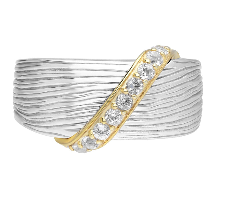 Ariva Sterling Silver & 18K Clad White Topaz Silk Band Ring — Main view