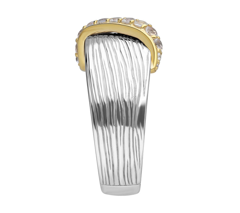 Ariva Sterling Silver & 18K Clad White Topaz Silk Band Ring — View 3