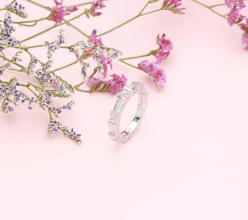 Ariva Sterling Silver 0.30 cttw Diamonique Band  Ring — View 4