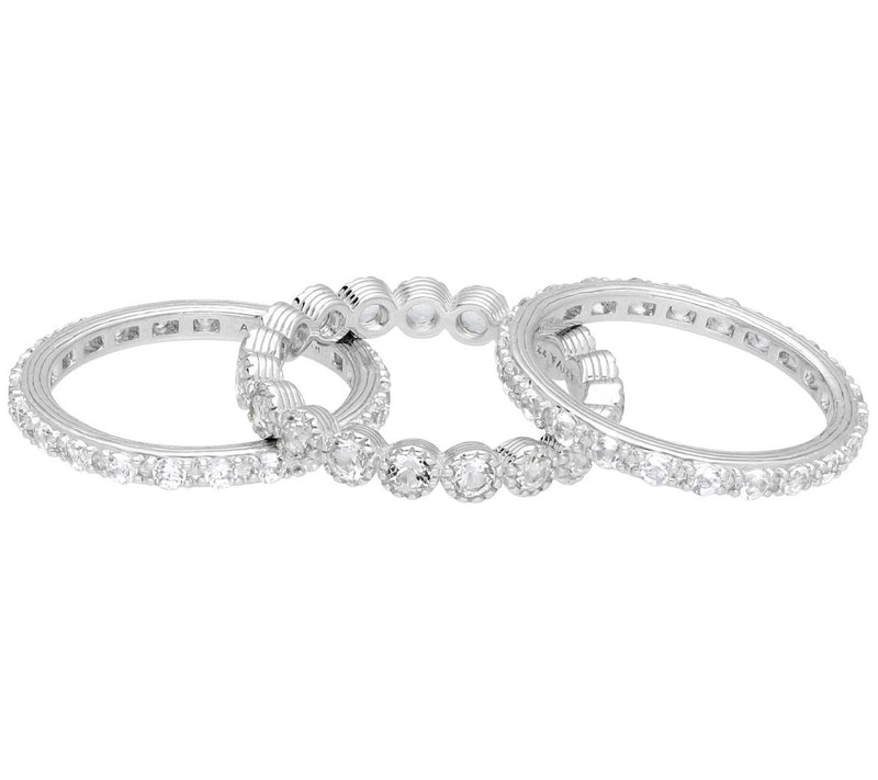 Ariva Sterling Silver 3.70 cttw Diamonique Set of 3 Rings — Main view