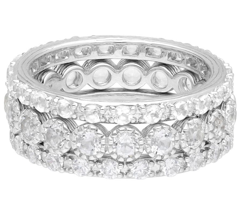 Ariva Sterling Silver 3.70 cttw Diamonique Set of 3 Rings — View 2