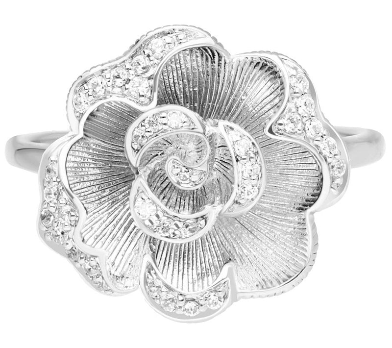 Ariva Sterling Silver White Topaz Accent Rose Ring — Main view