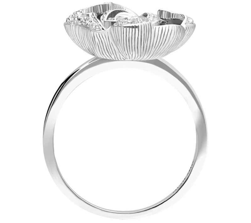 Ariva Sterling Silver White Topaz Accent Rose Ring — View 2