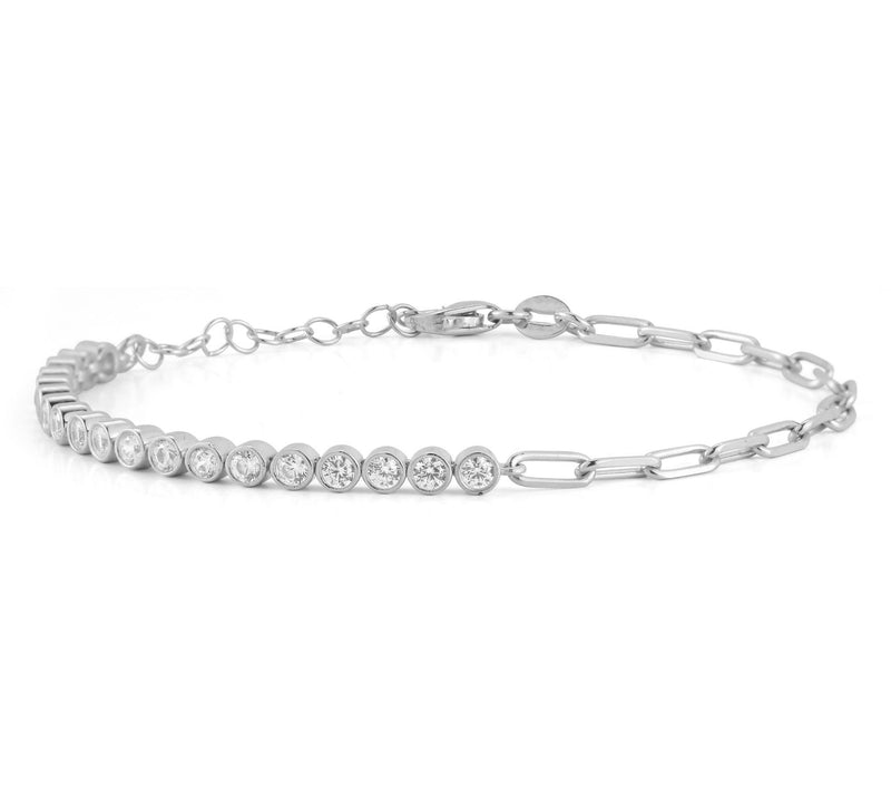Sterlina Silver Tennis & Paperclip Link Bracelet, Sterling — View 5