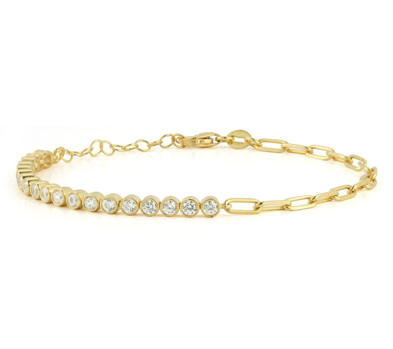 Sterlina Silver Tennis & Paperclip Link Bracelet, Sterling — View 3