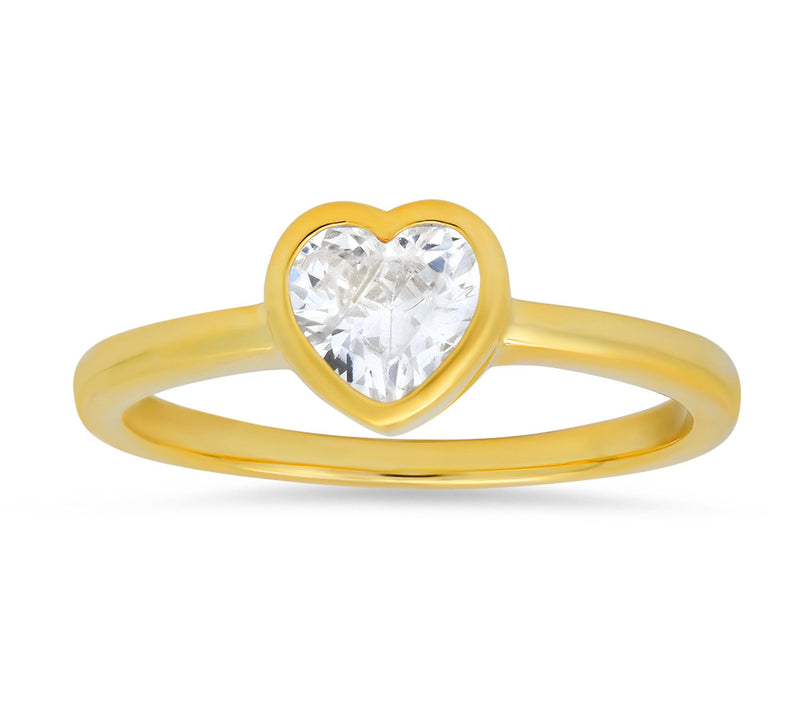 Sterling Silver Solitaire Heart Ring — Main view
